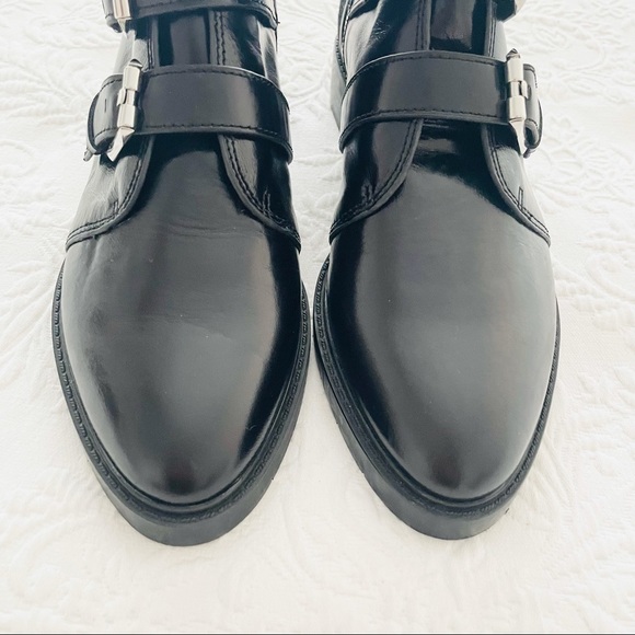 NWOB Lulus Dolce Vita Gaven Black Leather Belted Mid-Calf Boots 7.5 - Picture 4 of 12